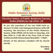 Elections Notice of Public Relations Society, Delhi