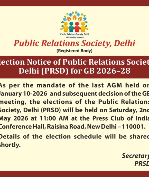 Elections Notice of Public Relations Society, Delhi